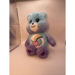 CARE BEAR‎ DREAM BRIGHT BEAR Plush Heart Wings Rainbow 14 In. Blue Purple Plush